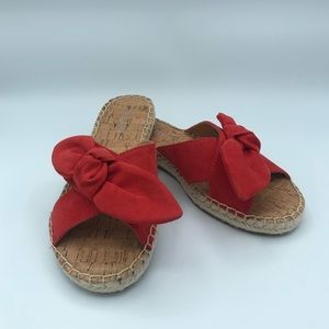 Nine West Bellah Women's Espadrille Sandals. Red bow. Slip on. Open toe.